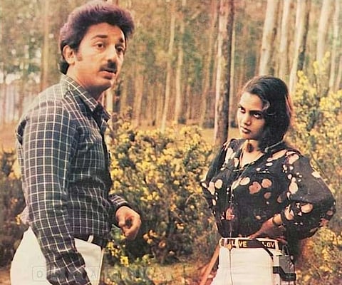 Silk Smitha with Kamal Haasan in Sadma (1983)