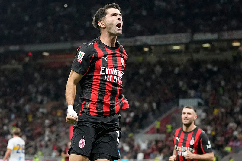 AC Milan Vs Lecce, Coppa Italia 2025-26 Third Round match photos_Christian Pulisic