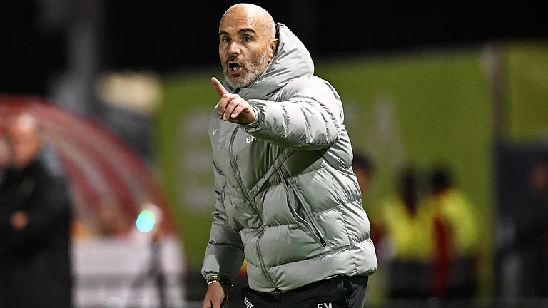 Chelsea head coach Enzo Maresca was left annoyed with his side during their 2-1 win against Lincoln City in the EFL Cup. - null
