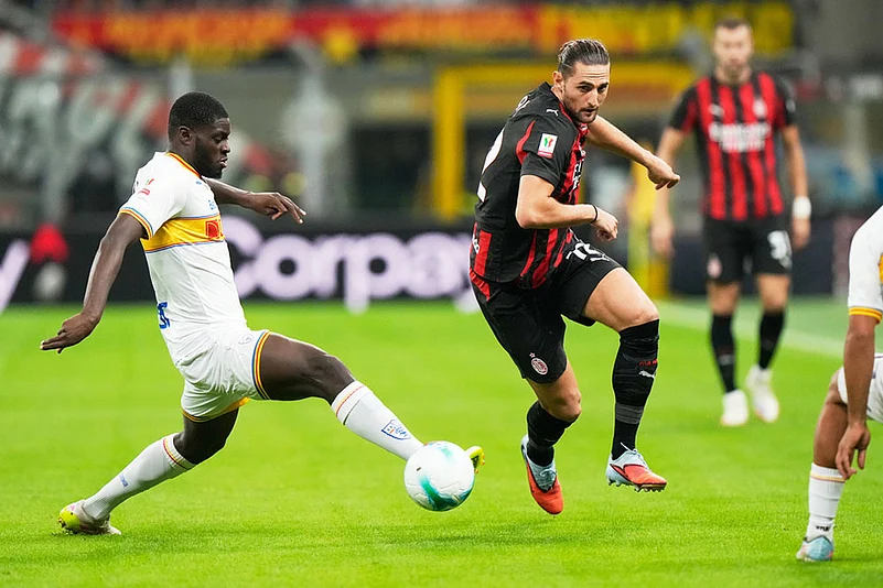 AC Milan Vs Lecce, Coppa Italia 2025-26 Third Round match photos_Adrien Rabiot