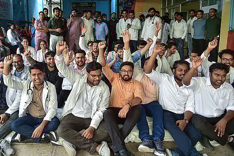 Junior doctors protest in Prayagraj