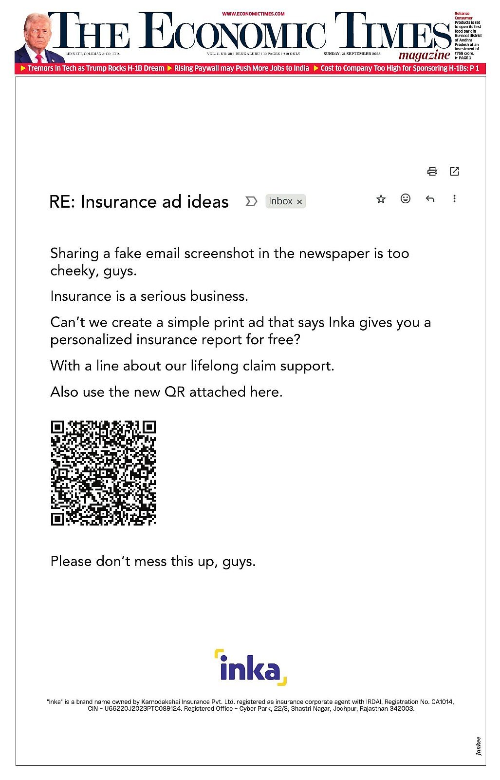 Inka Turns An Internal Mail Into A Witty Print Campaign      