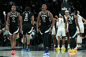 | Photo: AP/John Locher : WNBA Playoffs: Las Vegas Aces vs Indiana Fever