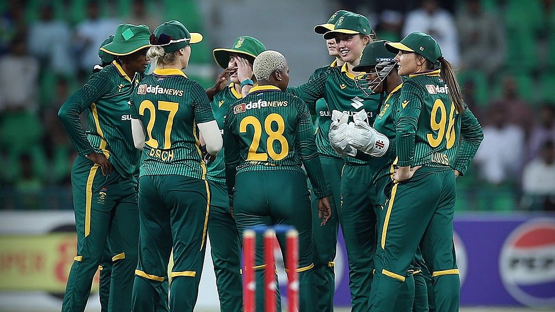 X/Proteas Women : New Zealand Vs South Africa Live Streaming, ICC Women's World Cup 2025: Proteas women celebrating during a match.