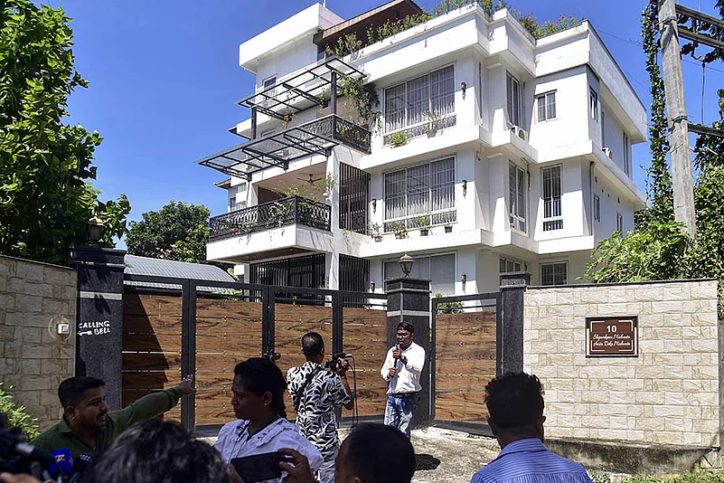 Media at Shyamkanu Mahantas residence in Assam