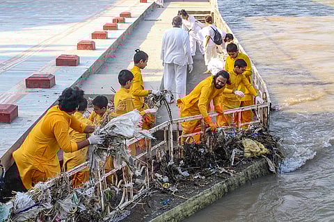 Cleanliness drive at Parmarth Niketan Ashram in Rishikesh