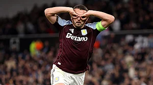 John McGinn celebrates his early goal for Aston Villa as they defeat Bologna 1-0.