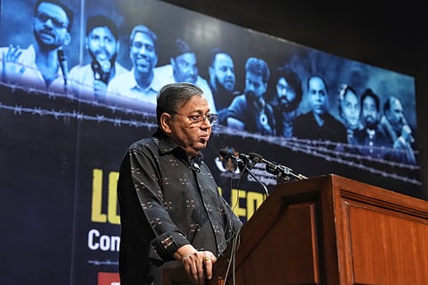 Retd Judge Iqbal Ansari at the Public Meeting 'Longing For Justice' at Jawahar Bhawan
