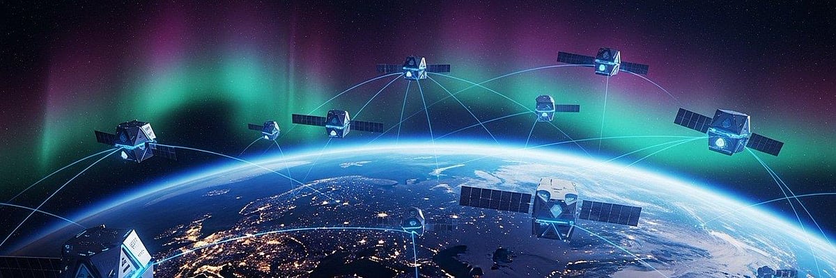 Conceptual image of the OrbitEdge (ORBD) network with satellites in orbit above Earth