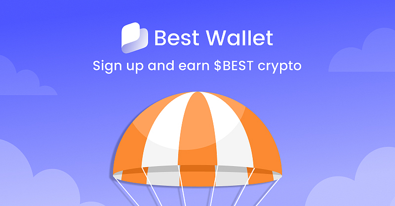 Best Wallet promo with parachute graphic