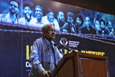 Adv Sanjay Hegde at the Public Meeting 'Longing For Justice' at Jawahar Bhawan