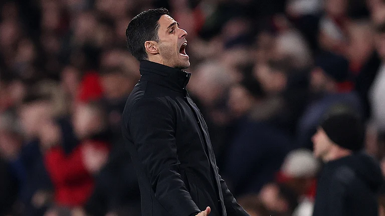 File photo of Mikel Arteta on the touchlines for Arsenal. - File
