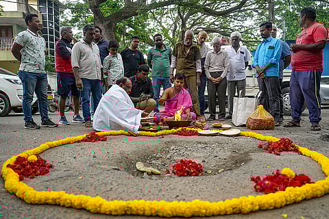 Pothole Puja in Bengaluru