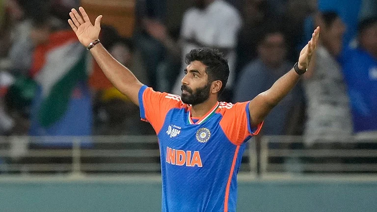 India's Jasprit Bumrah celebrates after taking the catch of Pakistan's Saim Ayub during the Asia Cup final at Dubai International Cricket Stadium. - AP