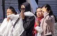 S Irfan : People pay their respects to 24-year-old Stanzin Namgyal, who was killed in violence during recent protests for Ladakh statehood, as his mortal remains are being taken for last rites amid curfew, in Leh, Sunday, Sept. 28, 2025. 