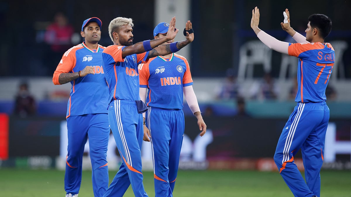 X/BCCI : Team India celebrating a wicket during their match against Pakistan in the Asia Cup 2025.