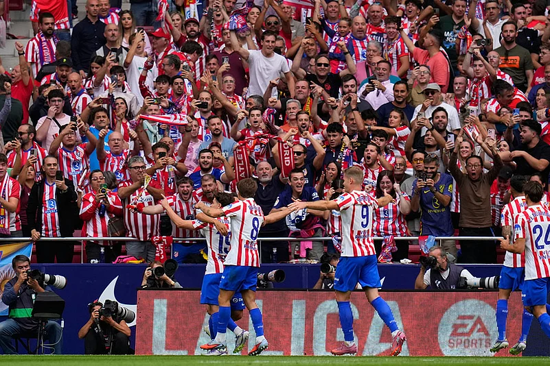 Spain soccer La Liga 2025-26 Atletico Madrid vs Real Madrid: Alvarez