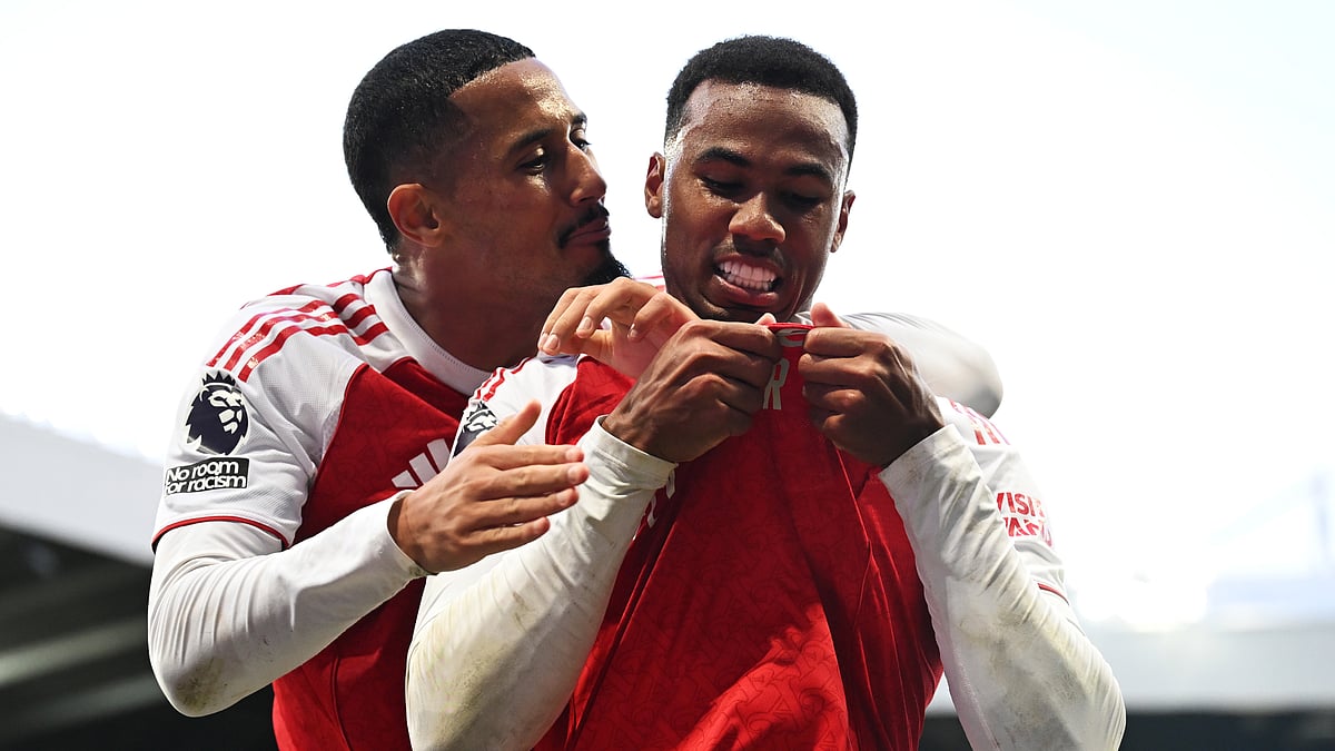 Gabriel Magalhaes celebrates his dramatic winning goal