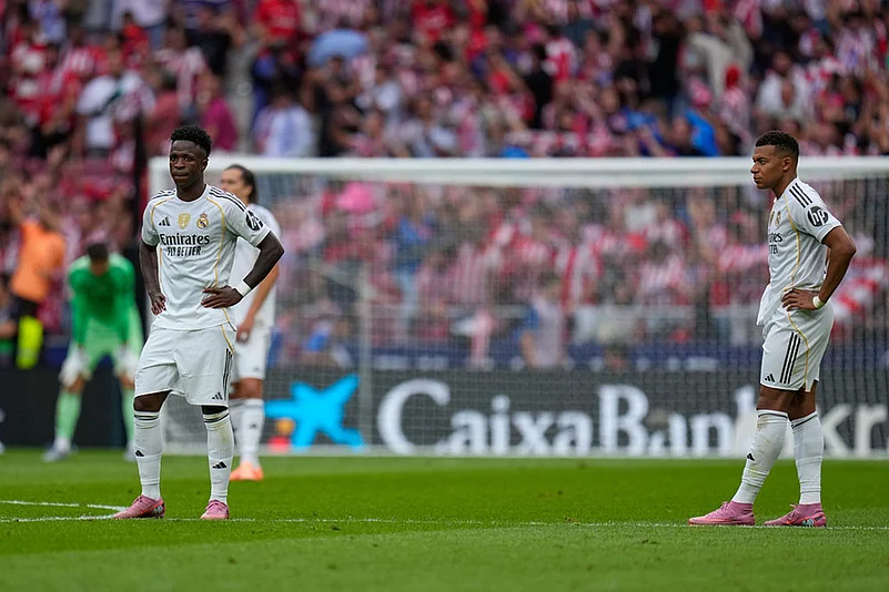 Spain soccer La Liga 2025-26 Atletico Madrid vs Real Madrid: Vinicius Junior, Kylian Mbappe