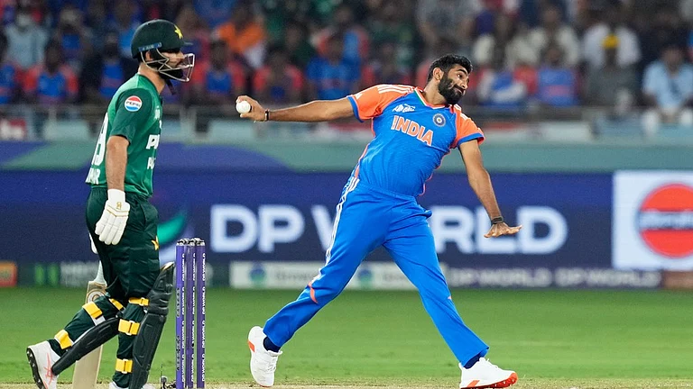 India Vs Pakistan, Asia Cup Final: Jasprit Bumrah bowls in Dubai. - AP