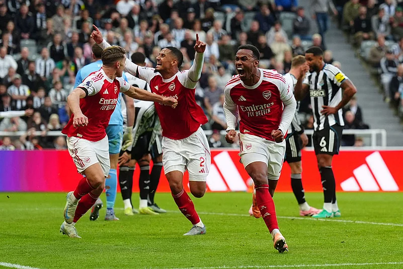 Britain soccer Premier League 2025-26 football match Newcastle United vs Arsenal_Gabriel