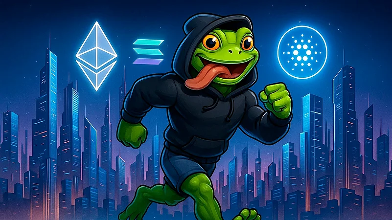Logos of Ethereum, Solana & AlphaPepe