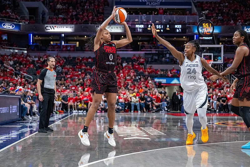 WNBA Basketball Playoffs game Phoenix Indiana Fever vs Las Vegas Aces _Kelsey Mitchell