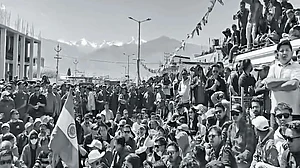 | Photo: Yasir Iqbal : Himalayan Woe: People protest for statehood and the inclusion of Ladakh under the Sixth Schedule in Leh on September 25