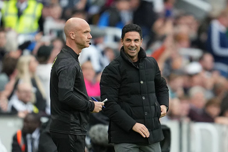 Britain soccer Premier League 2025-26 football match Newcastle United vs Arsenal_ Mikel Arteta