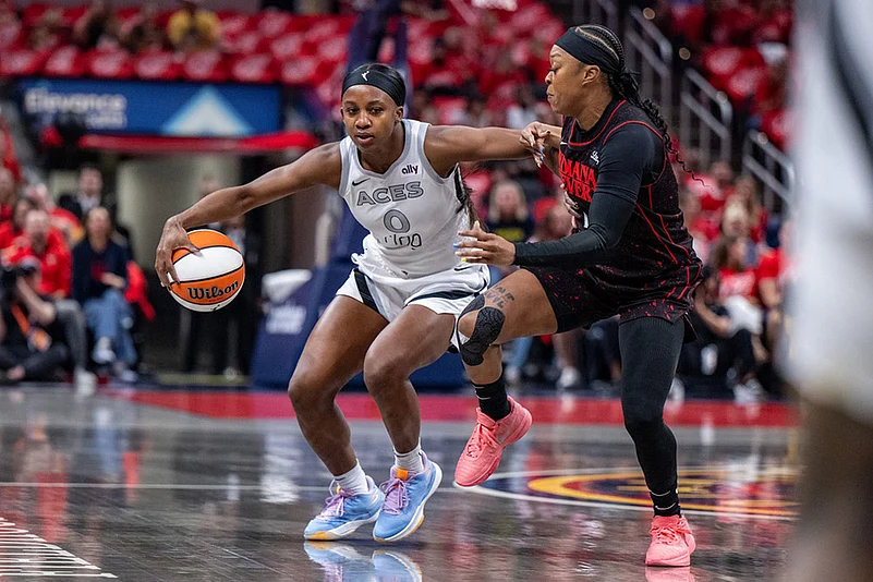 WNBA Basketball Playoffs game Phoenix Indiana Fever vs Las Vegas Aces _Jackie Young