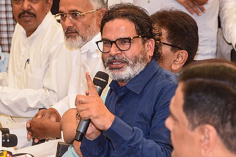 Prashant Kishor addresses a press conference in Patna