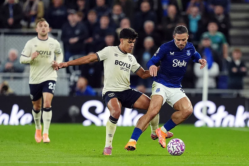 Britain soccer Premier League 2025-26 EPL match Everton vs West Ham United_Mateus Fernandes