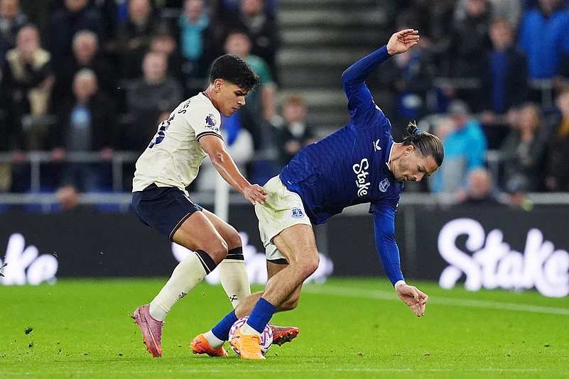 Britain soccer Premier League 2025-26 EPL match Everton vs West Ham United_Mateus Fernandes