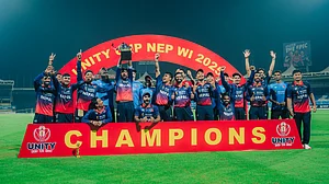 X/CricketNep : Nepal Vs West Indies Highlights, 3rd T20I: Rohit Paudel and Co celebrate with the trophy after winning the series 2-1.