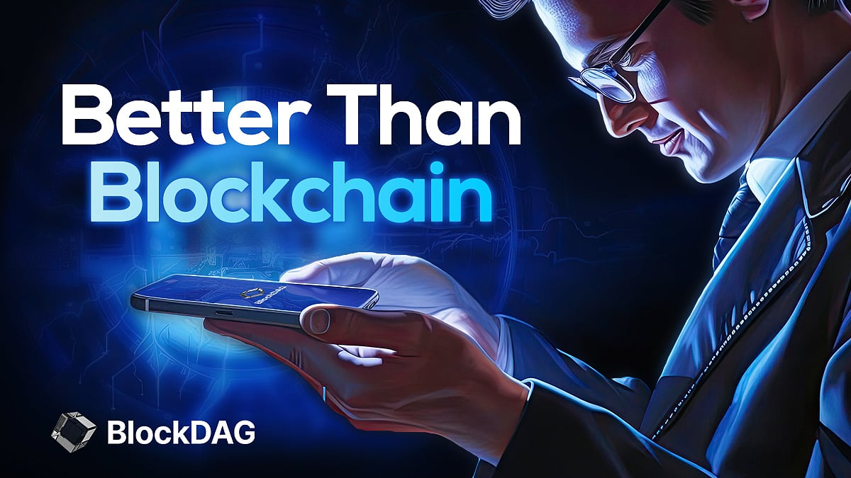 BlockDAG promo: Better than Blockchain with suited man