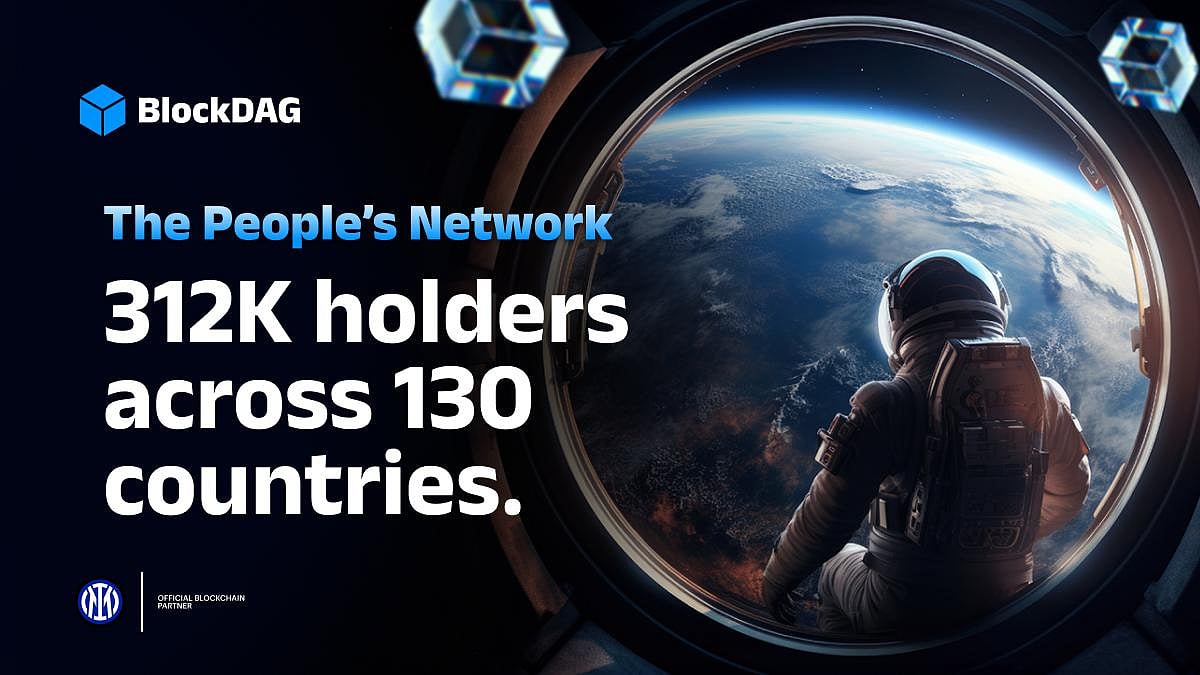 Astonaut views Earth from space, with BlockDAG; The Peoples Network, 312k holders
