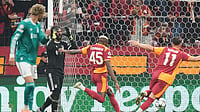 Photo: AP : Galatasaray Vs Liverpool Highlights, UEFA Champions League: Victor Osimhen celebrates after scoring his side's first goal.