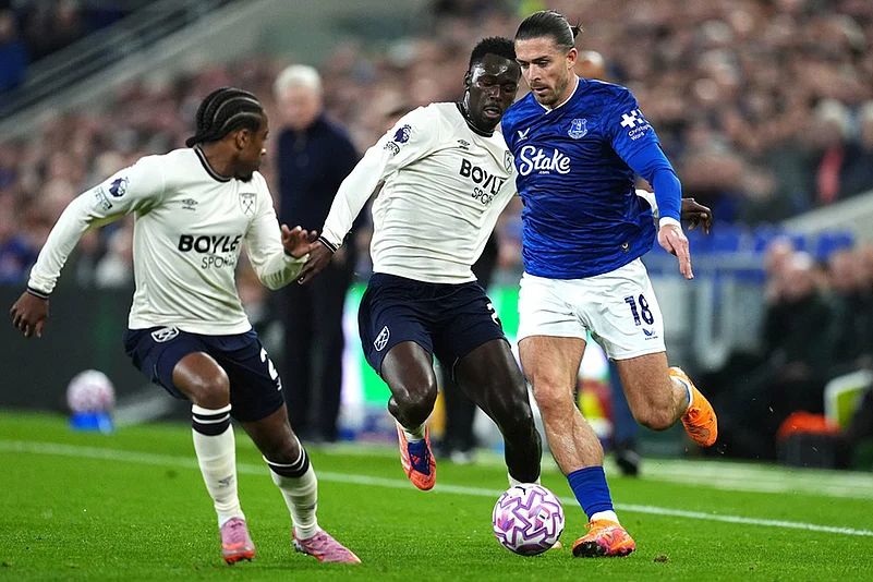 Britain soccer Premier League 2025-26 EPL match Everton vs West Ham United_Soungoutou Magassa