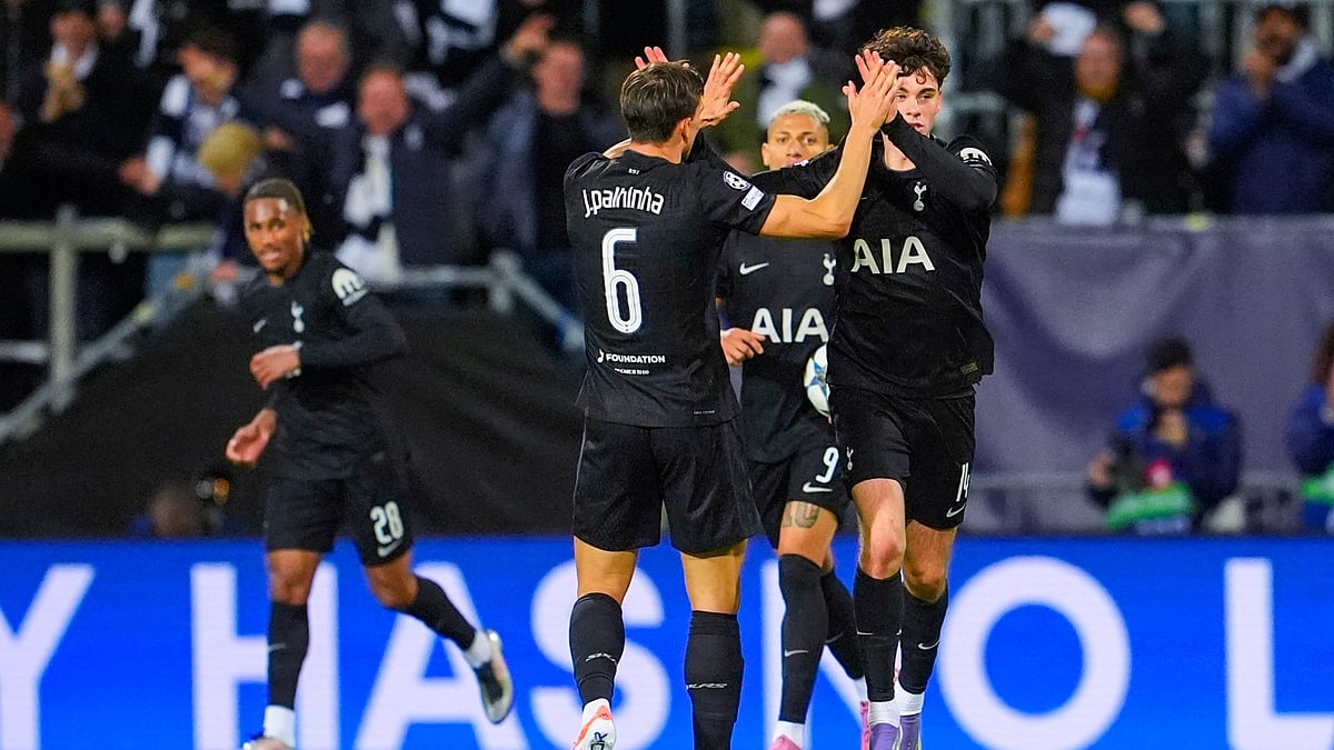 Tottenham celebrate their equaliser against Bodo/Glimt