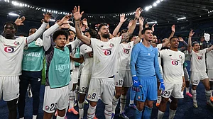 Lille celebrate their win against Roma