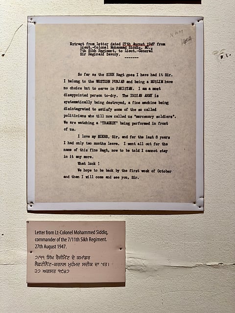 Letter of Lt. Col Siddiq 1947