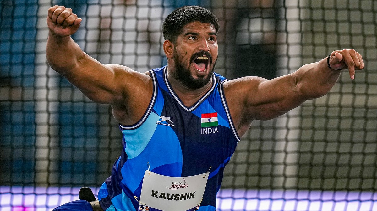 PTI : India's Atul Kaushik competes in the men's discuss throw F57 final at the World Para Athletics Championships 2025 in New Delhi.