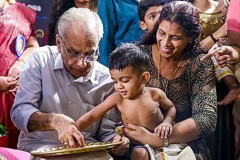 Vidyarambham ceremony in Kerala