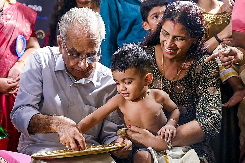 Vidyarambham ceremony in Kerala
