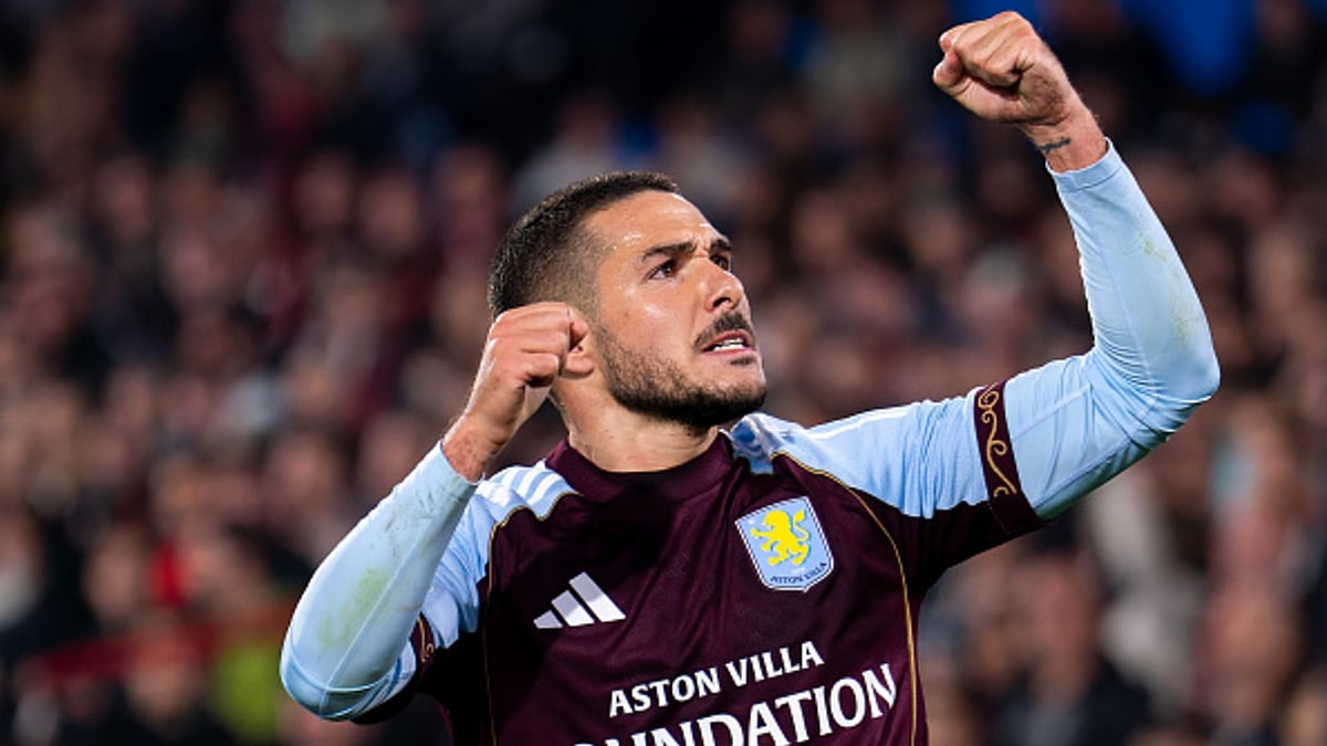 Emiliano Buendia celebrates after scoring against Feyenoord