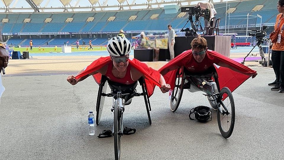 Swiss wheelchair athlete Catherine Debrunner became the first player to win three gold medals in this edition of the World Para Athletics Championships with her 1500m T54 title on the fifth day of competitions in New Delhi. - SAI Media