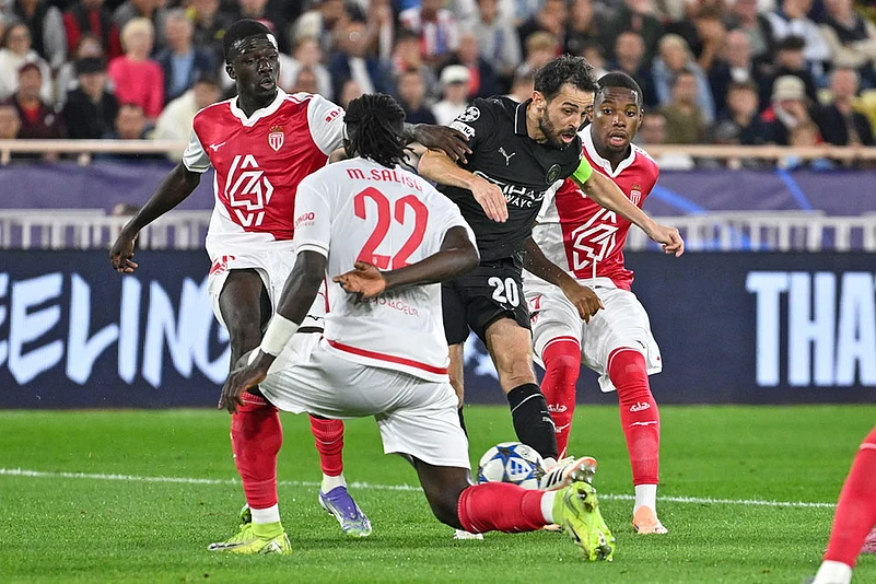 Champions League Soccer Match: Monaco Vs Manchester City