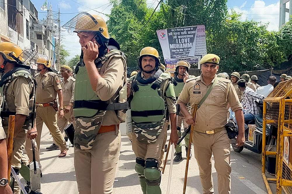 | Photo: PTI : Security beefed up in Bareilly