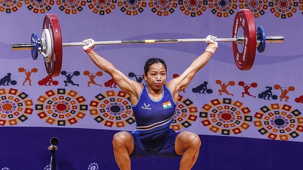 | Photo: PTI : Mirabai Chanu at Commonwealth Weightlifting Championships