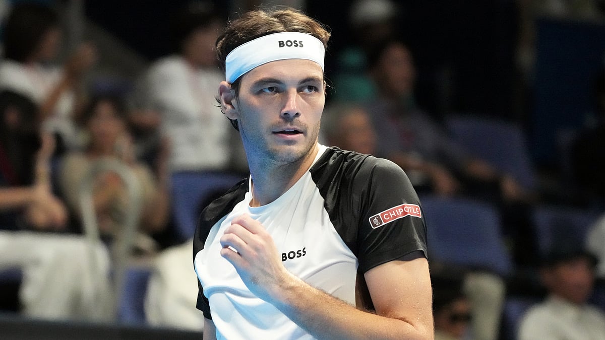 Taylor Fritz celebrates his win over Fabian Marozsan in Shanghai Masters 2025.